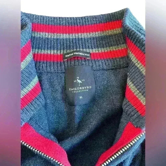 Set of 2 TailorByrd 1/4 Zip Washable Wool Blue Men’s Sweaters Size XL Royal/Navy - Picture 12 of 16